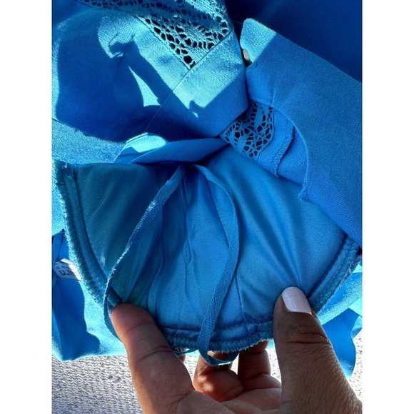 DressBarn Womens Blue 14W Dress Shirt Button Up Short Sleeve Padded Shoulder - Picture 14 of 16